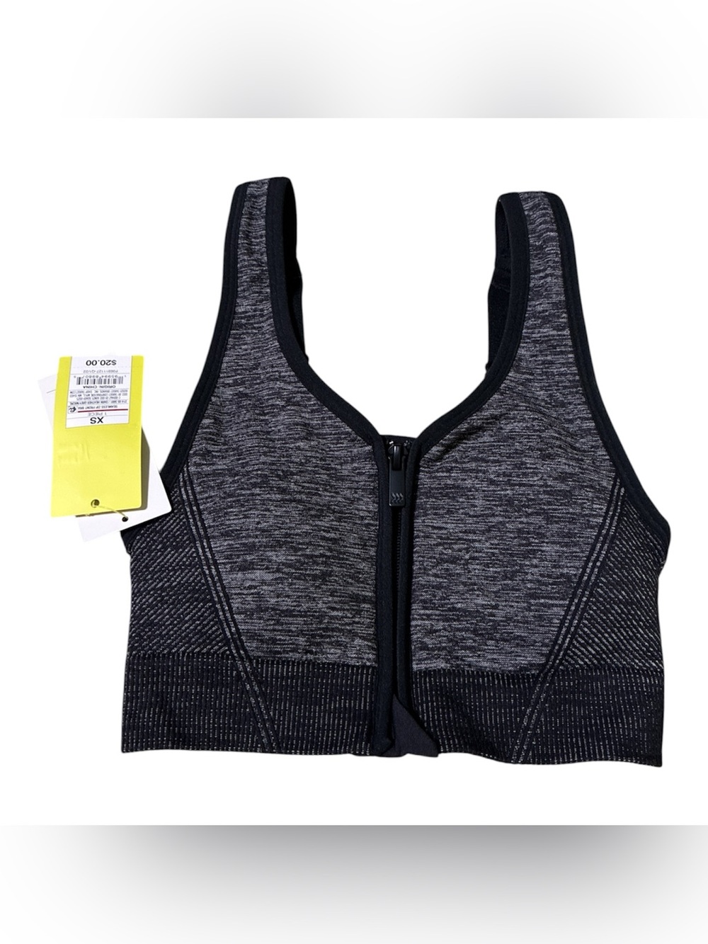 all in motion Front-Zip Heathered Black Sports Bra